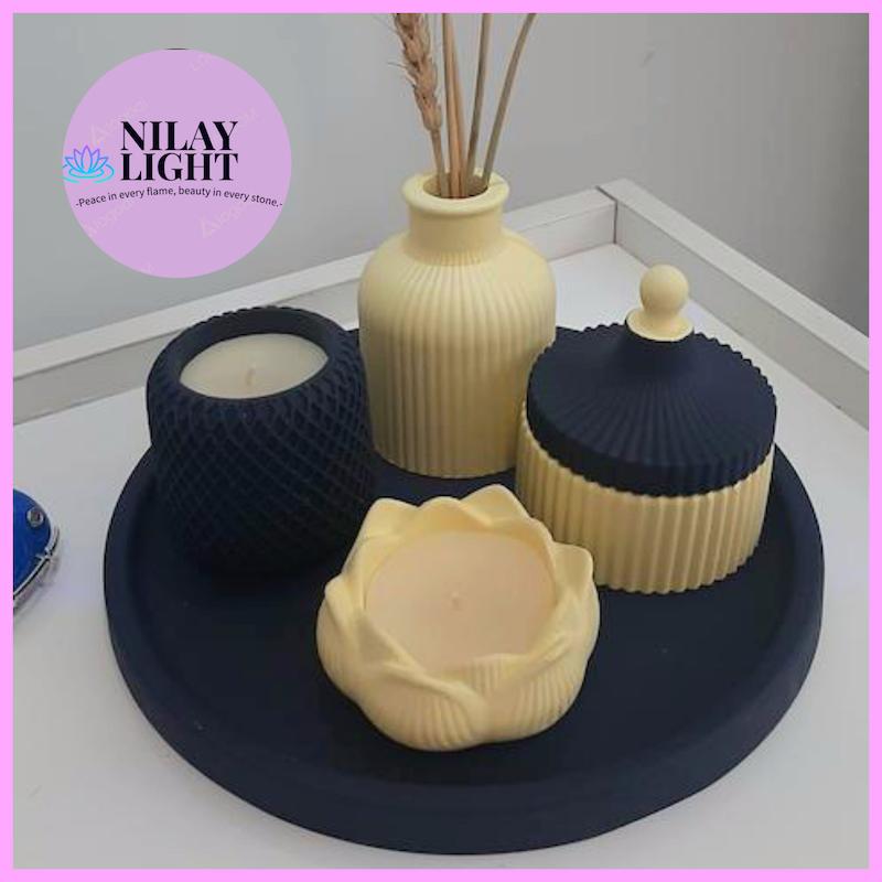 ست دکوری سورمه ای زرد ۵ پارچه کد۲