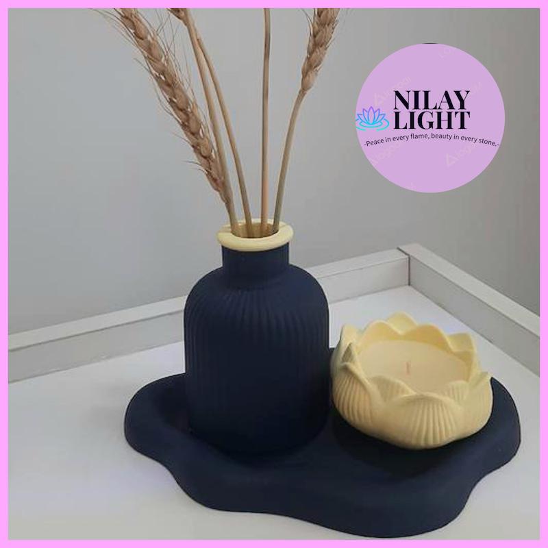 ست دکوری سورمه ای زرد  ۳ پارچه کد۳