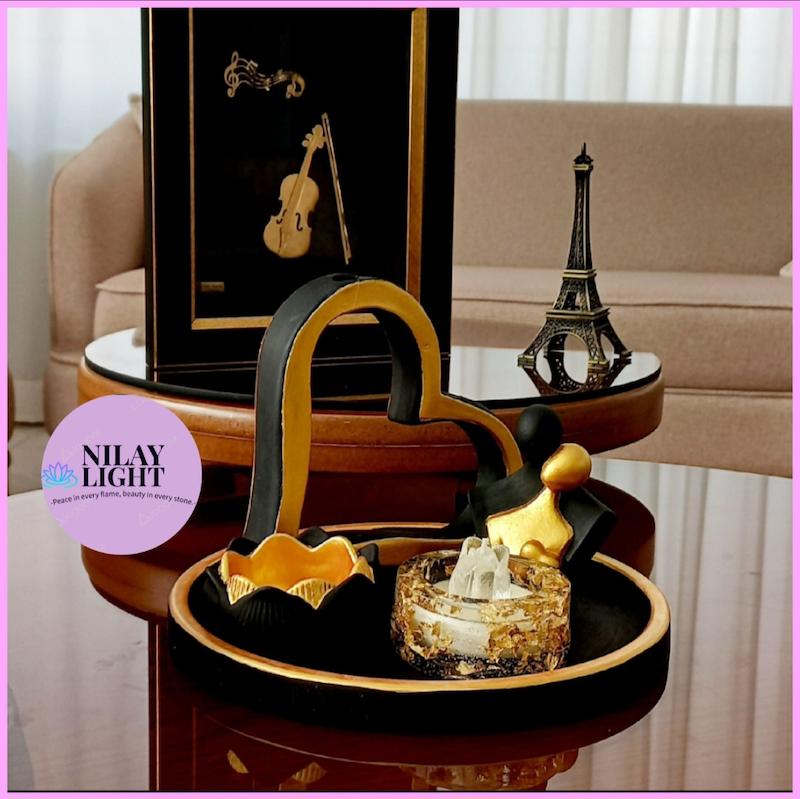 ست دکوری سنگ مصنوعی مشکی طلایی ۵پارچه کد۱