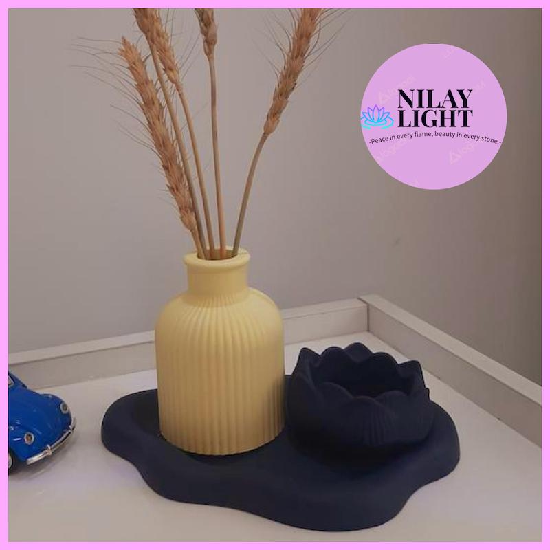 ست دکوری سورمه ای زرد ۳ پارچه کد۵