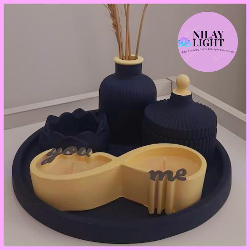 ست دکوری سورمه ای زرد ۵ پارچه کد ۴