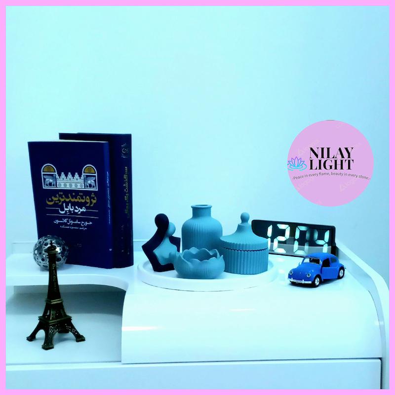 ست دکوری سنگ مصنوعی آبی مه اقیانوسی و سفید ۵پارچه کد۱