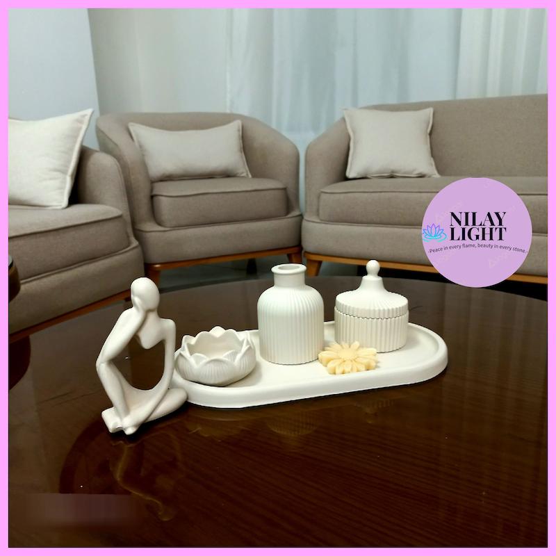 ست دکوری سنگ مصنوعی کرم وانیلی ۶ پارچه کد۱