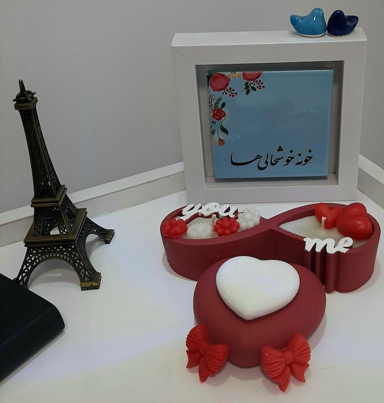 ست دکوری سنگ مصنوعی قرمز شقایقی سفید ۲ پارچه کد ۹