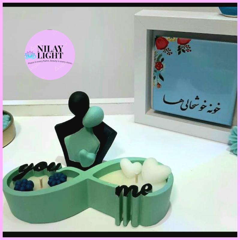 ست دکوری سنگ مصنوعی سبز دریا مشکی ۲پارچه کد ۹