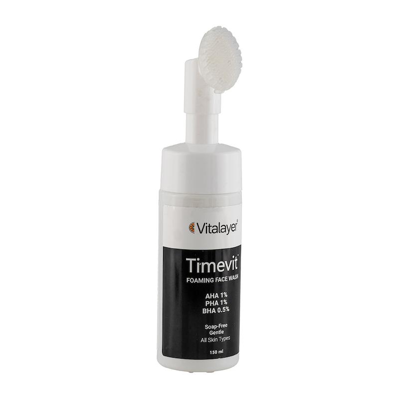 فوم شستشو ویتالیر مدل Timevit مناسب انواع پوست حجم 150 میلی لیتر