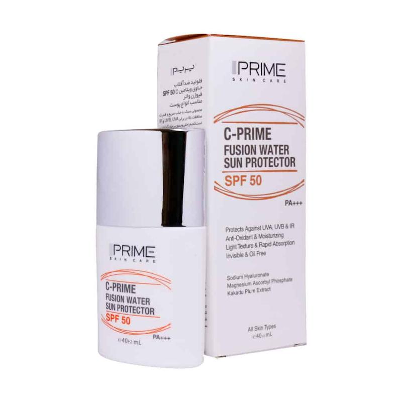 فلوئید ضد آفتاب پرایم مدل فیوژن واتر حاوی ویتامین سی با SPF50 حجم ۴۰ میلی لیتر