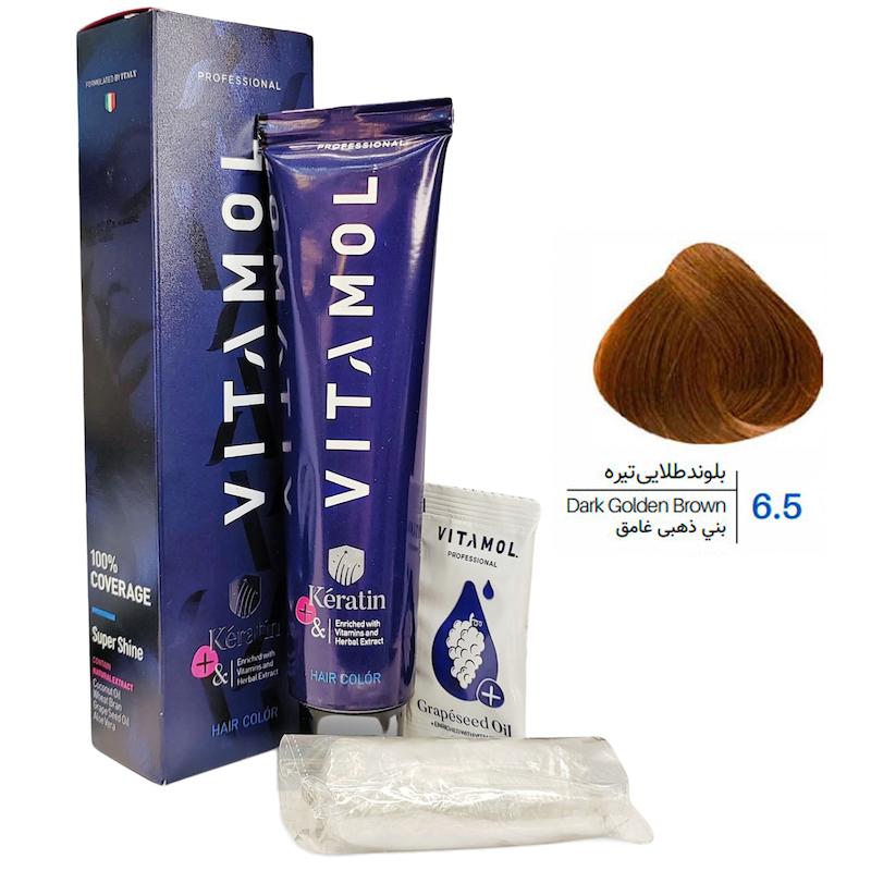 کیت رنگ مو ویتامول _ Vitamol شماره 6/5 بلوند طلایی تیره