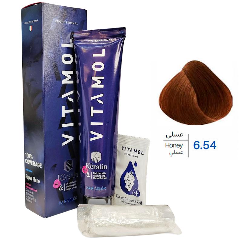 کیت رنگ مو ویتامول _ Vitamol شماره 6/54 عسلی