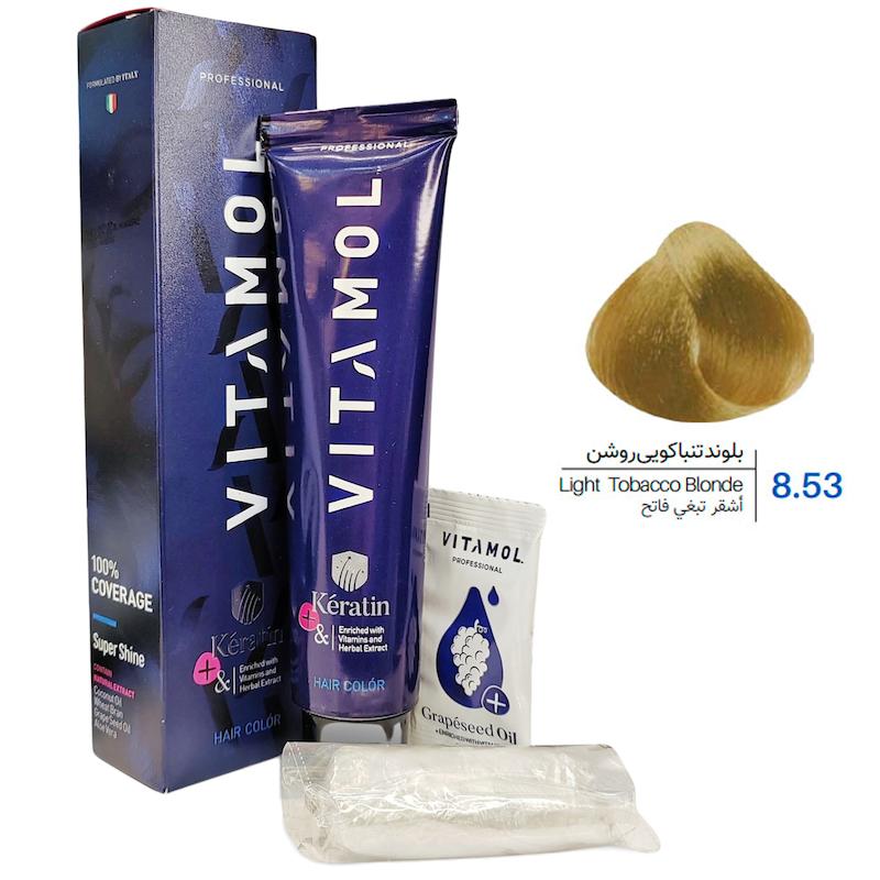 کیت رنگ مو ویتامول _ Vitamol شماره 8/53 بلوند تنباکویی روشن