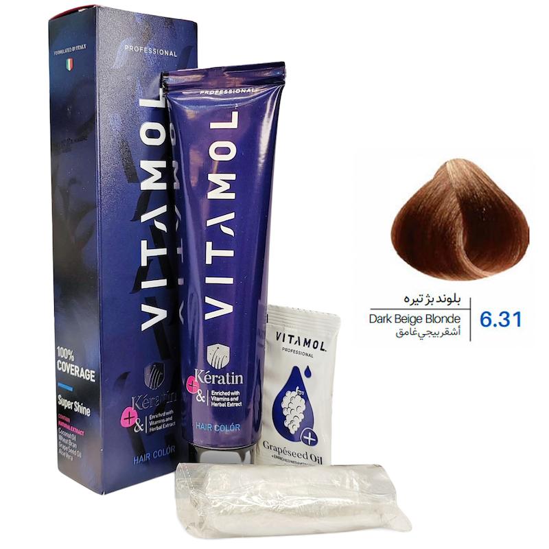 کیت رنگ مو ویتامول _ Vitamol شماره 6/31 بلوند بژ خیلی روشن