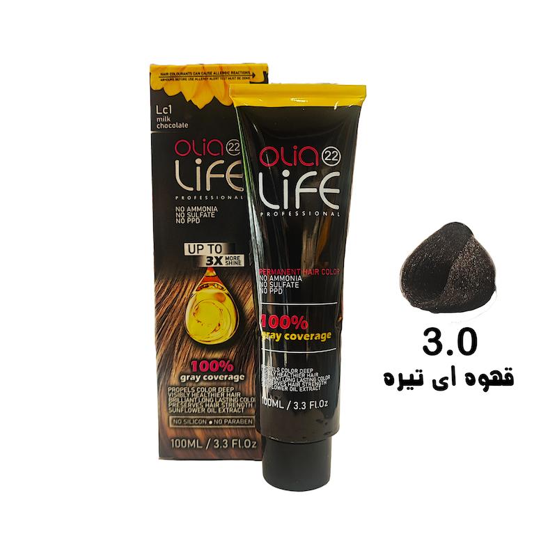 رنگ مو بدون آمونیاک اولیالایف _ Olialife شماره 3.0 قهوه ای تیره