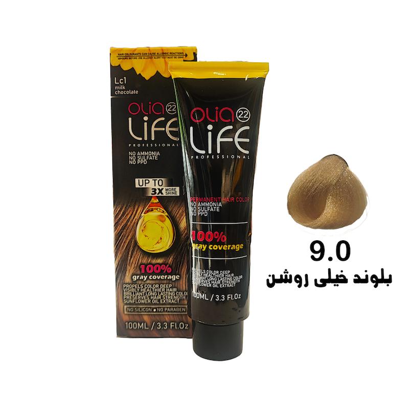 رنگ مو بدون آمونیاک اولیالایف _ Olialife شماره 9.0 بلوند خیلی روشن