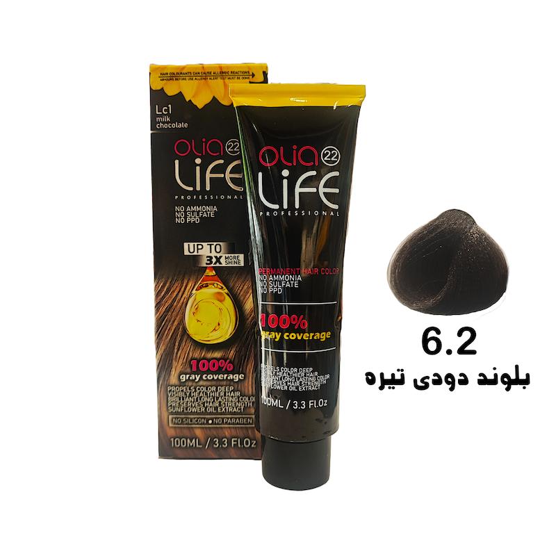 رنگ مو بدون آمونیاک اولیالایف _ Olialife شماره 6.2 بلوند دودی تیره