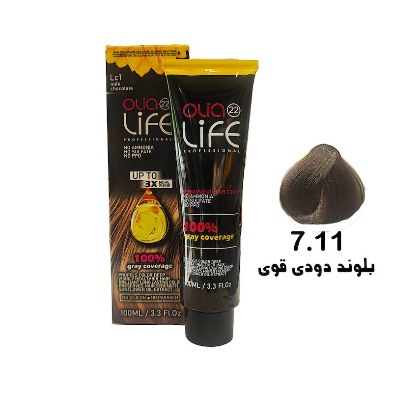 رنگ مو بدون آمونیاک اولیالایف _ Olialife شماره 7.11 بلوند دودی قوی