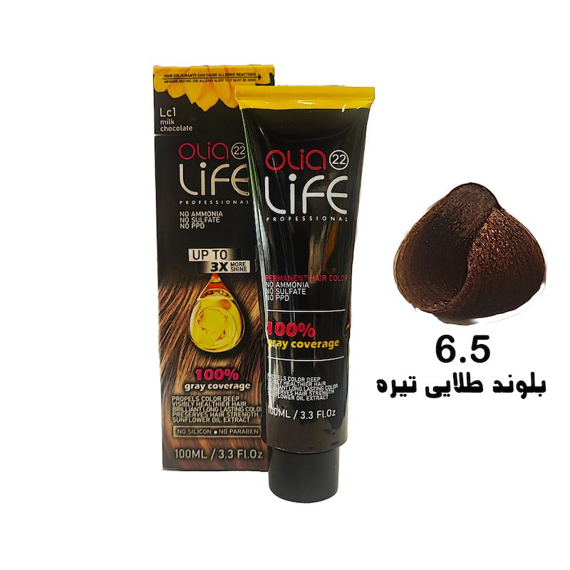 رنگ مو بدون آمونیاک اولیالایف _ Olialife شماره 6.5 بلوند طلایی تیره
