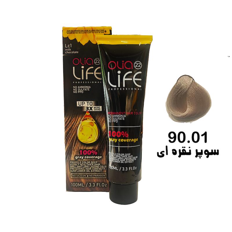 رنگ مو بدون آمونیاک اولیالایف _ Olialife شماره 90.01 سوپر نقره ای