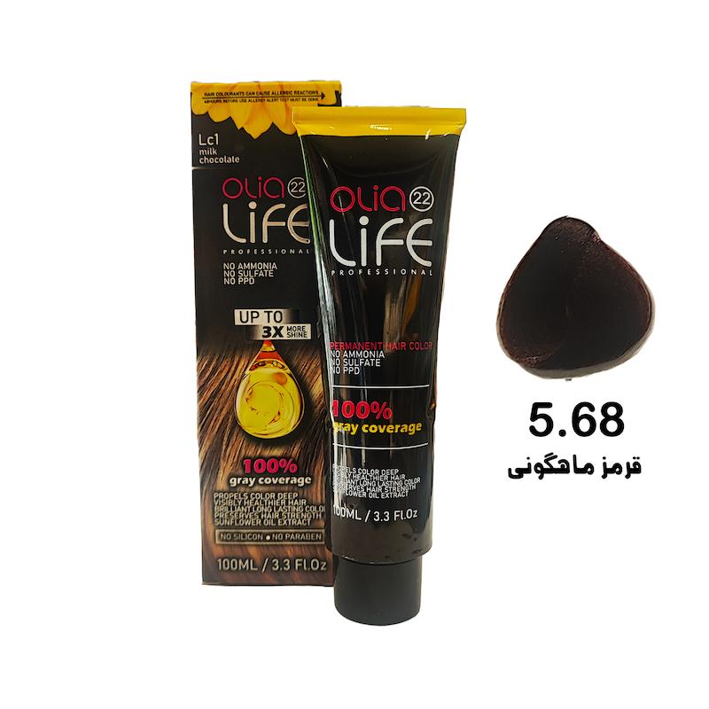 رنگ مو بدون آمونیاک اولیالایف _ Olialife شماره 5.68 قرمز ماهگونی