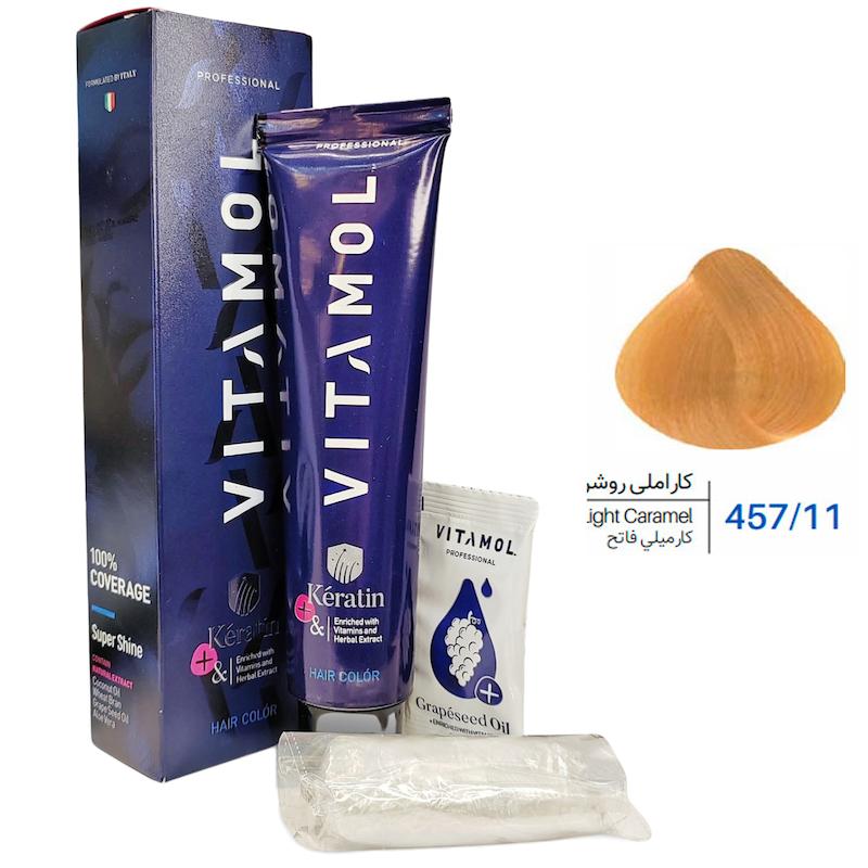 کیت رنگ مو ویتامول _ Vitamol شماره 457/11 کاراملی روشن