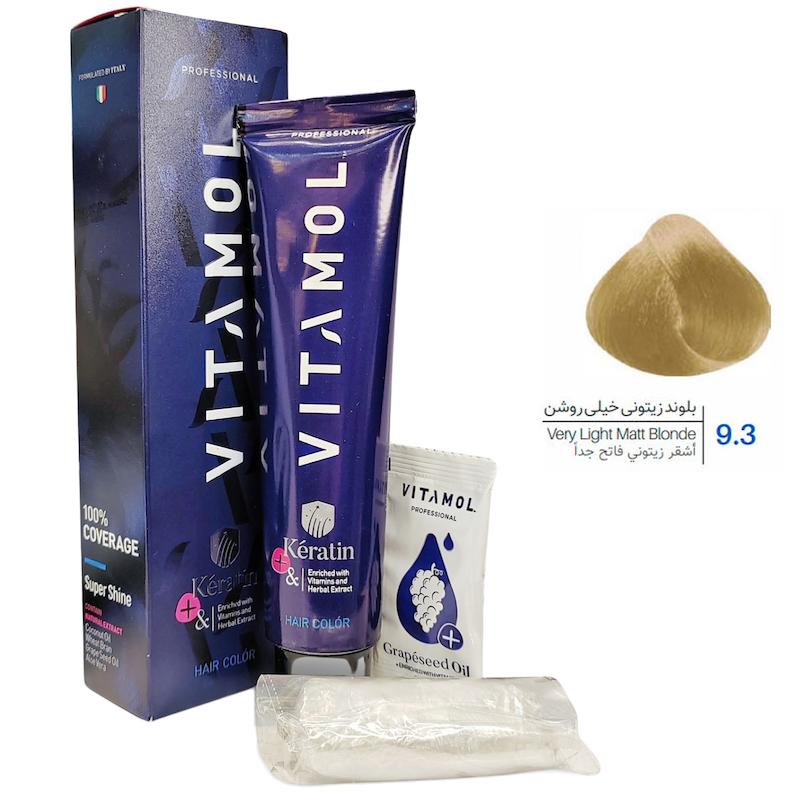 کیت رنگ مو ویتامول _ Vitamol شماره 9/3 بلوند زیتونی خیلی روشن