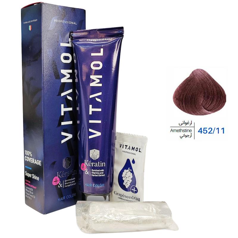 کیت رنگ مو ویتامول _ Vitamol شماره 452/11 ارغوانی