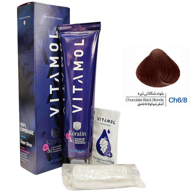 کیت رنگ مو بدون آمونیاک ویتامول _ Vitamol شماره CH6/8 بلوند شکلاتی تیره