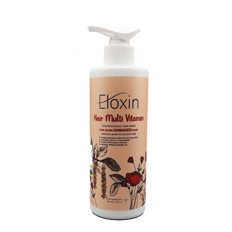 ماسک مو پمپی مولتی ویتامین داخل حمام الوکسین _ Eloxin حجم 750 میل