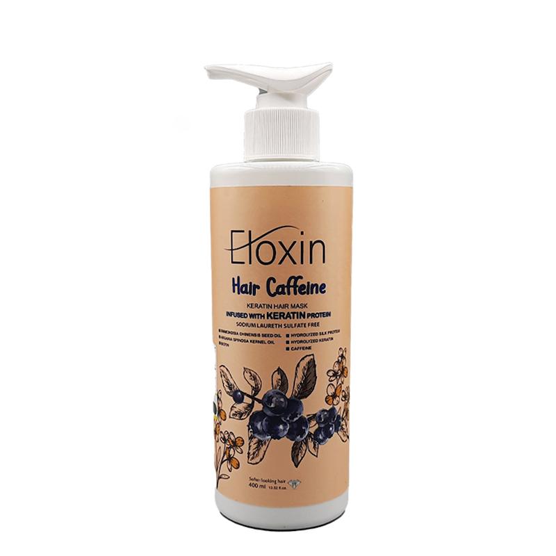 ماسک مو پمپی کافئین داخل حمام الوکسین _ Eloxin حجم 400 میل