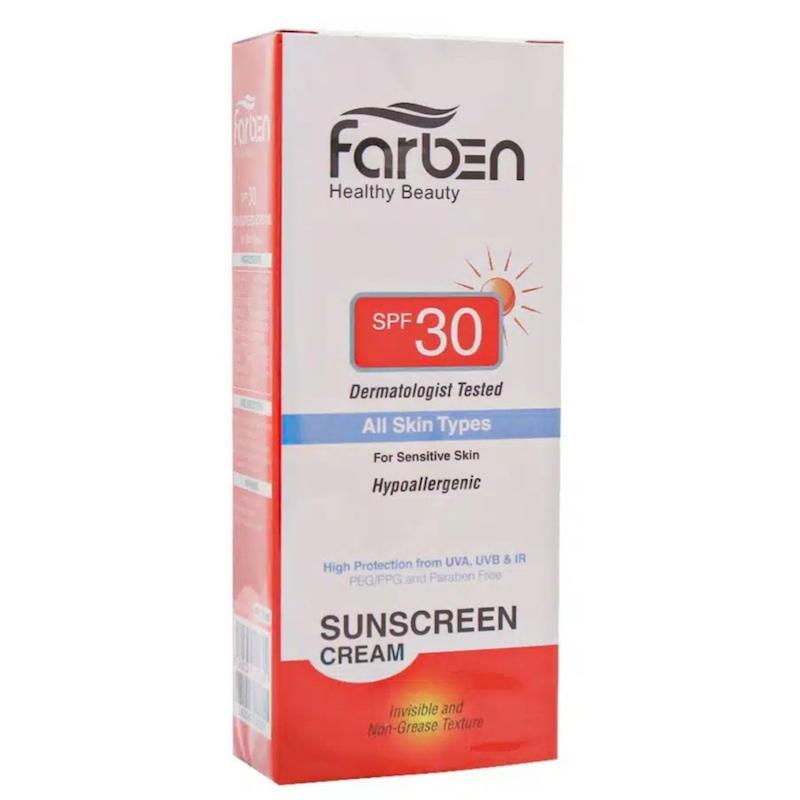 ضدآفتاب فاربن _ Farben بی رنگ مناسب انواع پوست