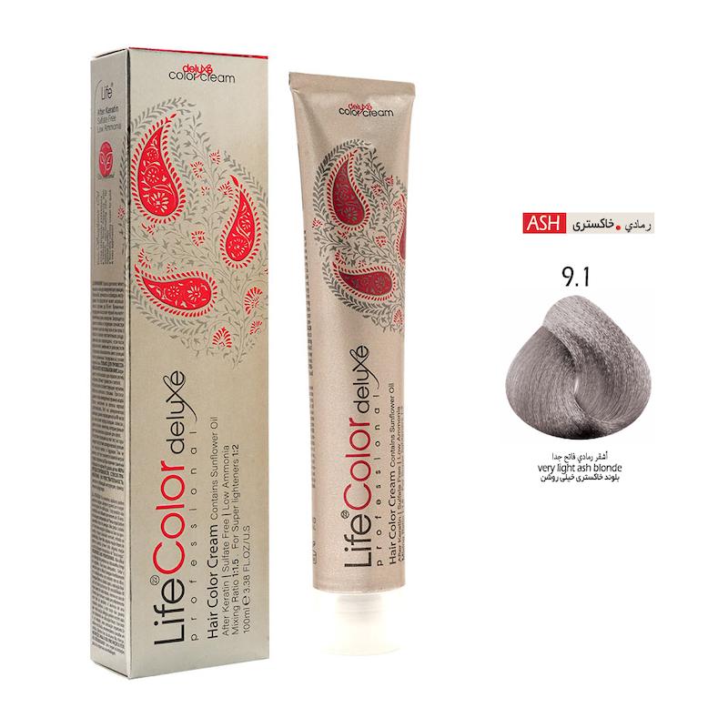 رنگ مو لایف ایتالیا شماره 9.1 بلوند خاکستری خیلی روشن حجم 100 میل