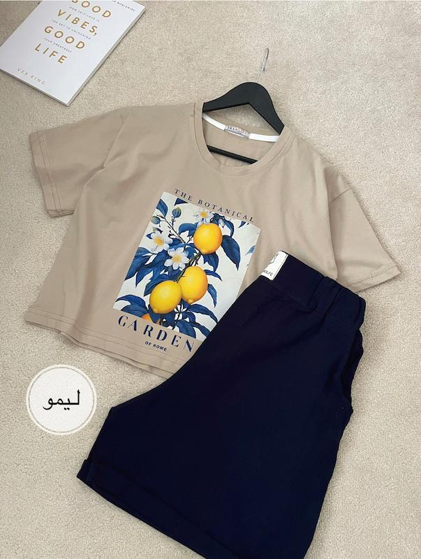 ست کراپ شورتک لینن میکس
