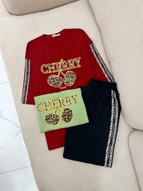 ست تیشرت لانگ و شلوار بگ cherry