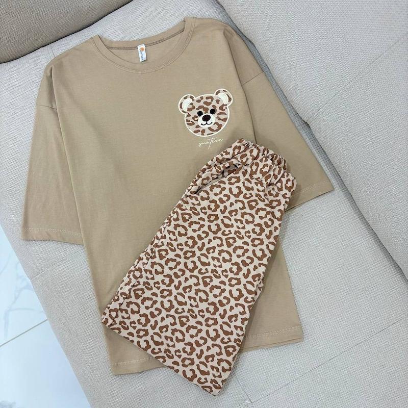 ست تیشرت و شلوار پلنگی