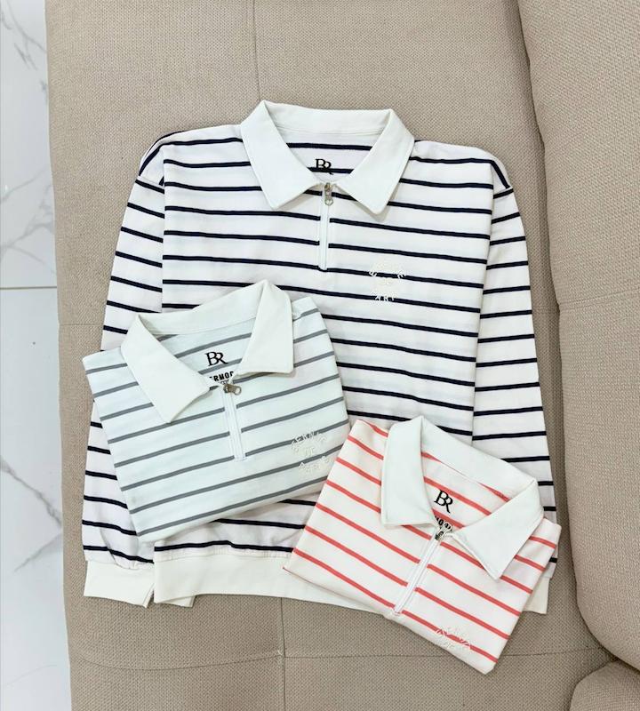 بلوز نیم زیپ راه راه