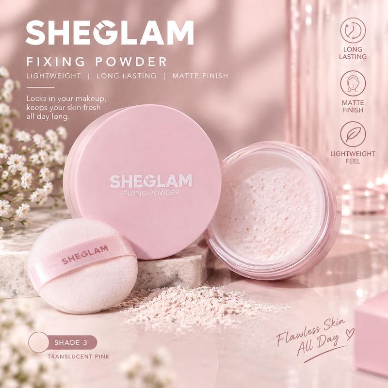 # پودر فیکس شیگلم SHEGLAM شماره ۳ رنگ Translucent Pink