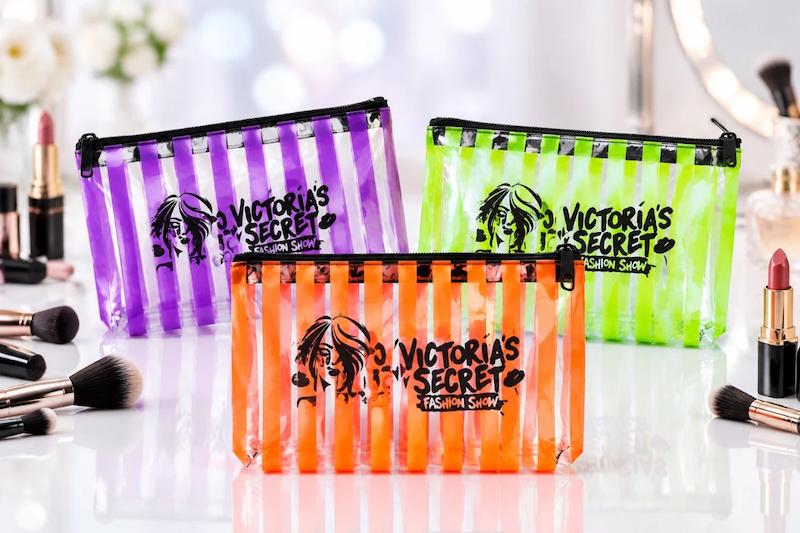 کیف آرایشی شفاف راه‌راه مدل Victoria’s Secret