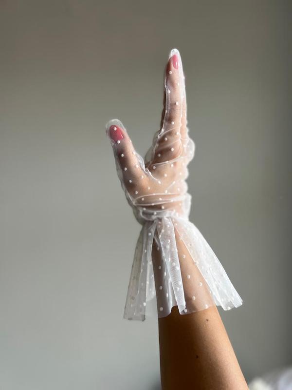 دستکش خالدار چین دار 