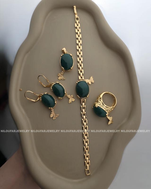 سرویس طرح عقیق سبز طرح طلا