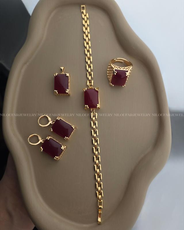 سرویس طرح عقیق سرخ طرح طلا 
