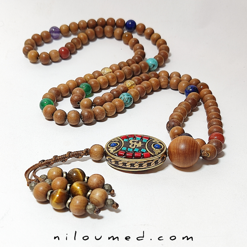 تسبیح 108 عددی سندل هندی چاکرا پلاس 