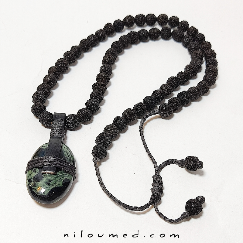 گردنبند بلک رودراکشا و جاسپر گلکسی