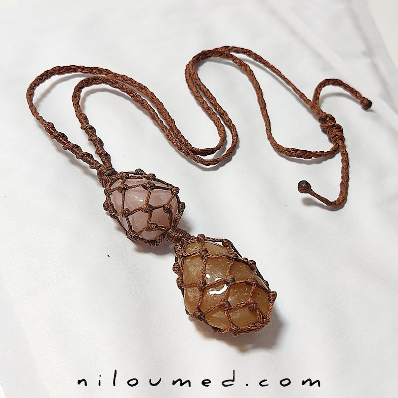 گردنبند بهبود روابط _ عقیق کارنلین و رزکوارتز