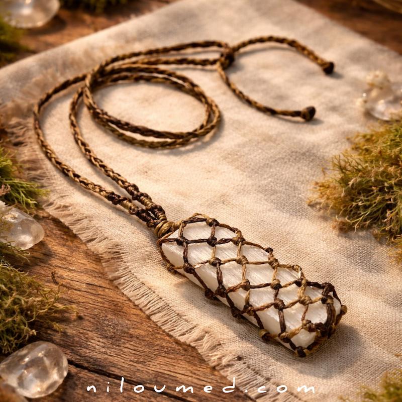 گردنبند سنگ سلنایت سنگ فرشتگان کد 129