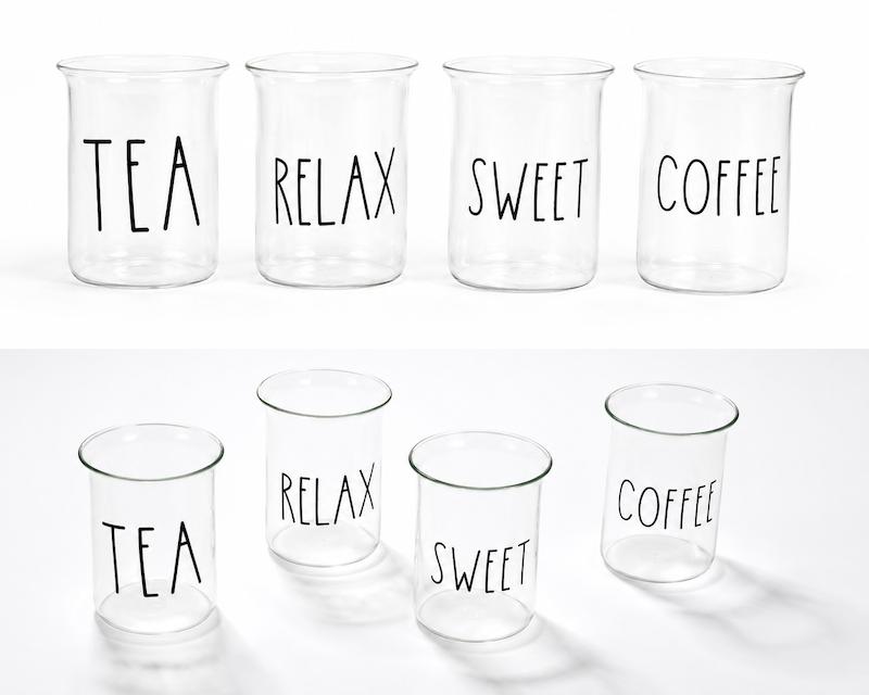 لیوان پیرکس طرح نوشته‌دار مدل TEA، RELAX، SWEET و COFFEE