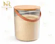 سطل برنج شیاردار ۱۲ لیتری درب چوبی لیمون کد ۲۴۵۵  