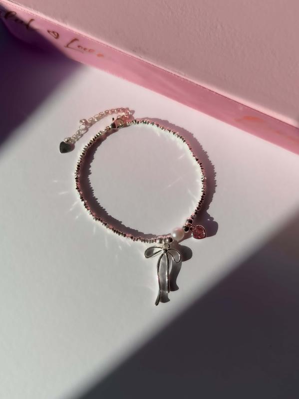 دستبند پاپیون قلب صورتی