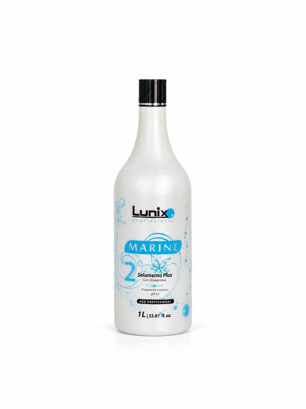 کراتین و صافی مو Lunix Marine Selamento Plus با بیوپپتیدهای دریایی، مناسب استفاده حرفه‌ای برای صافی، کنترل وز و افزایش نرمی و درخشندگی مو