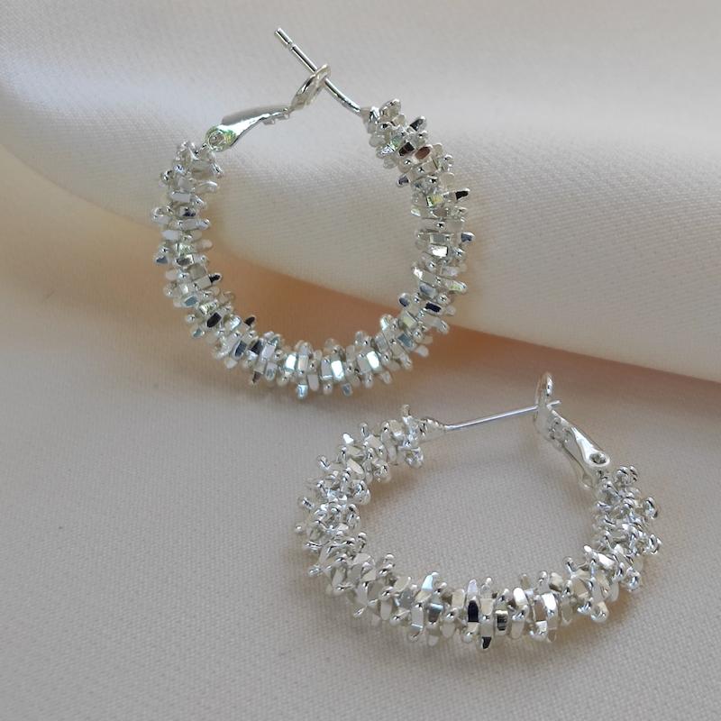 گوشواره حلقه ای خاویاری تراشکاری 004