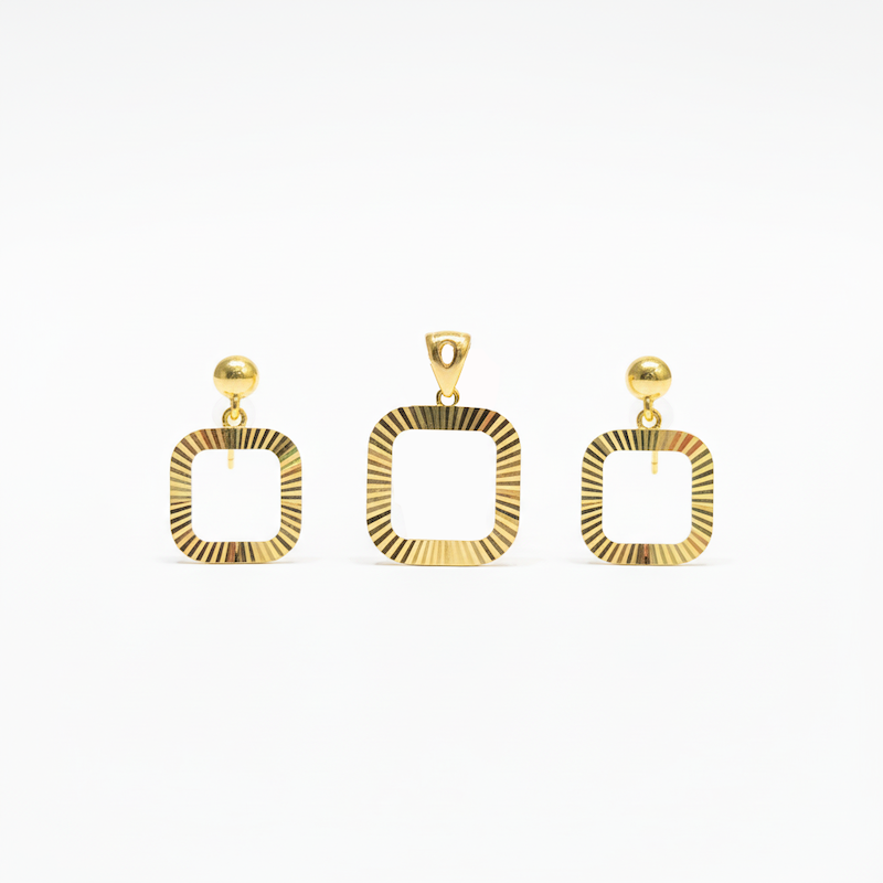 نیم ست طلا مربع تراش  کد ۱۱-۴ 