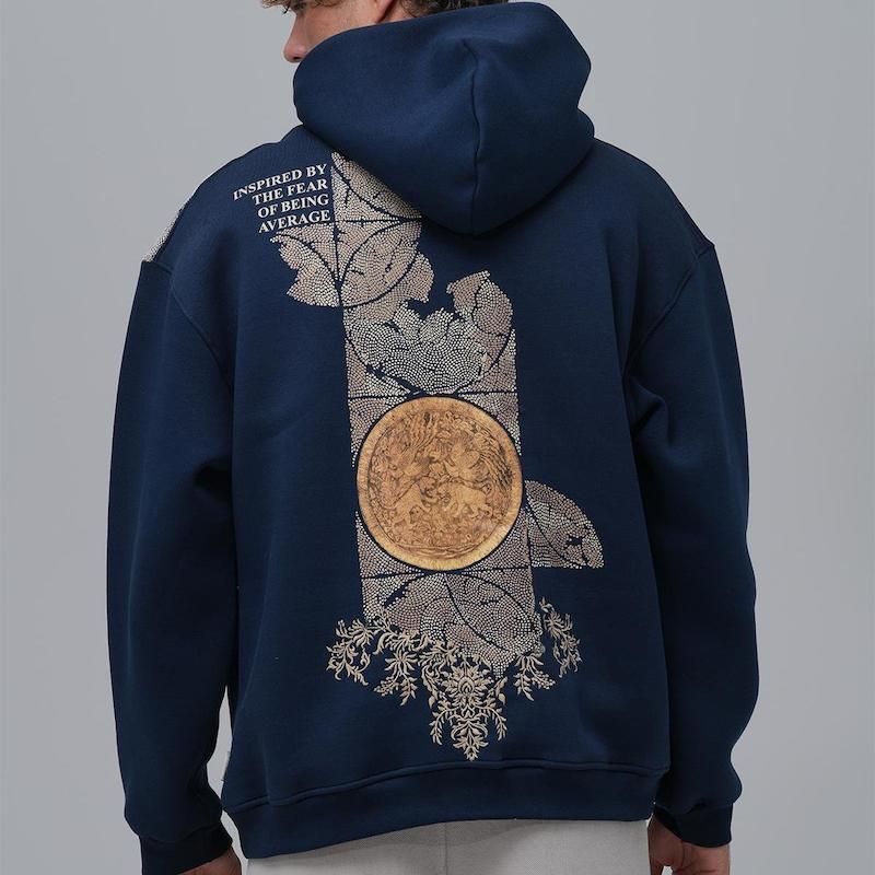 هودی مدل نوشته realistic برند SAW رنگ سرمه ای 141